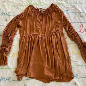 Burnt Orange Boho Oversize Peasant Tunic Dress Womans sz Medium M
